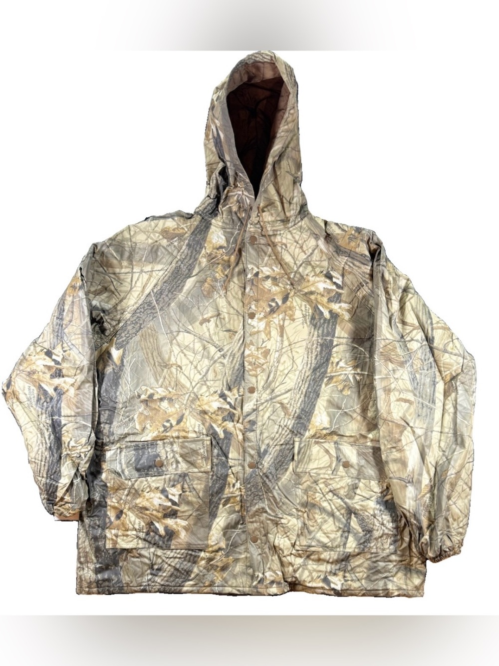 Vintage Stearns Camo Dry Wear Rain Jacket Men's XL Green Realtree Hardwoods